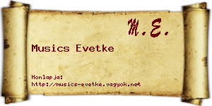 Musics Evetke névjegykártya